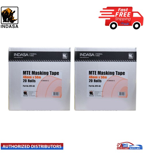 2x Indasa 48mm x 50m Low Bake Masking Tape 2" Box of 20 Rolls